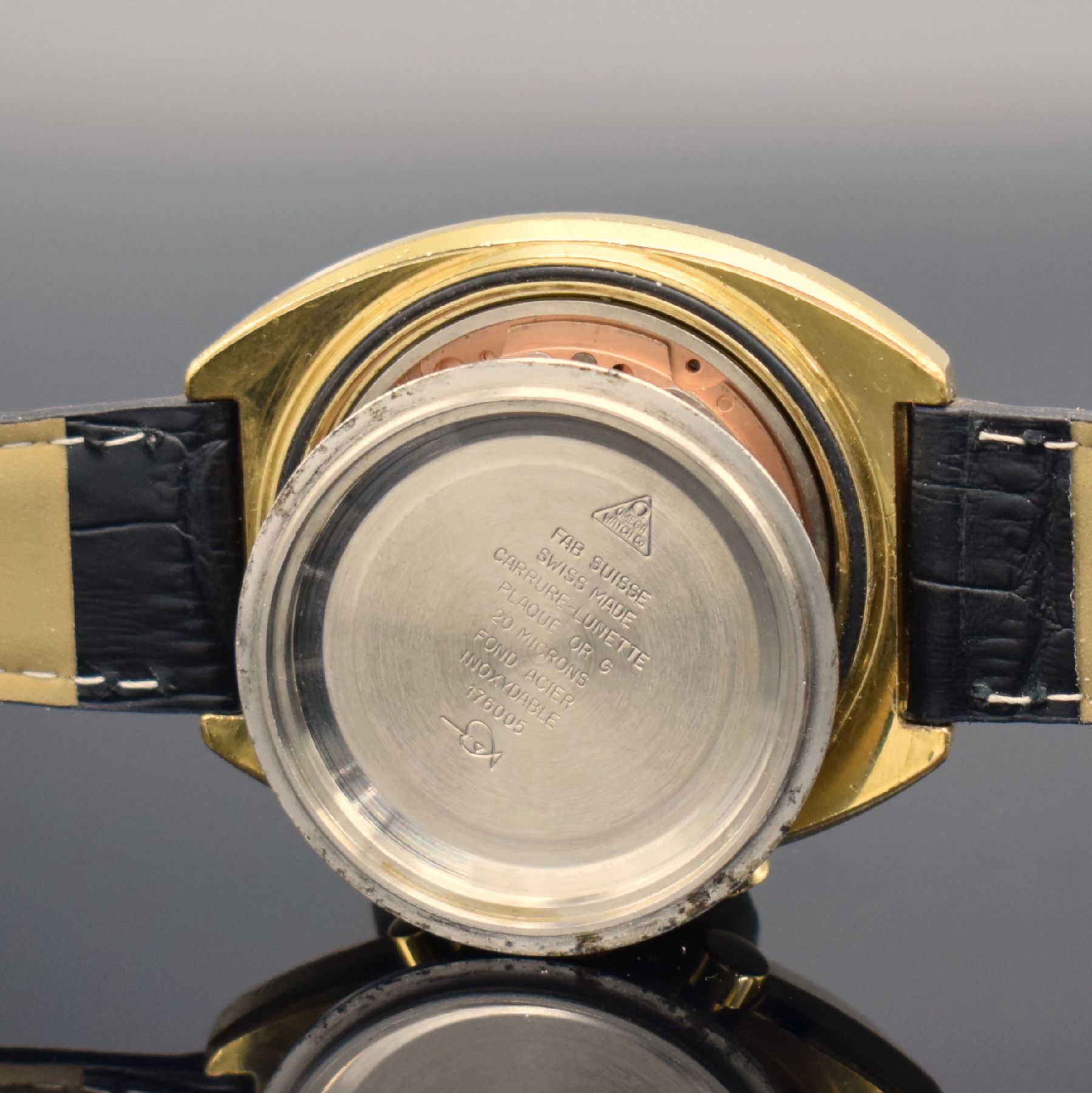 Detail h: OMEGA Seamaster Herrenarmbanduhr mit Chronograph Referenz 176005, Schweiz um 1972, Automatik, verg. Geh., Edelstahlboden verschr., neutr. Lederband ...