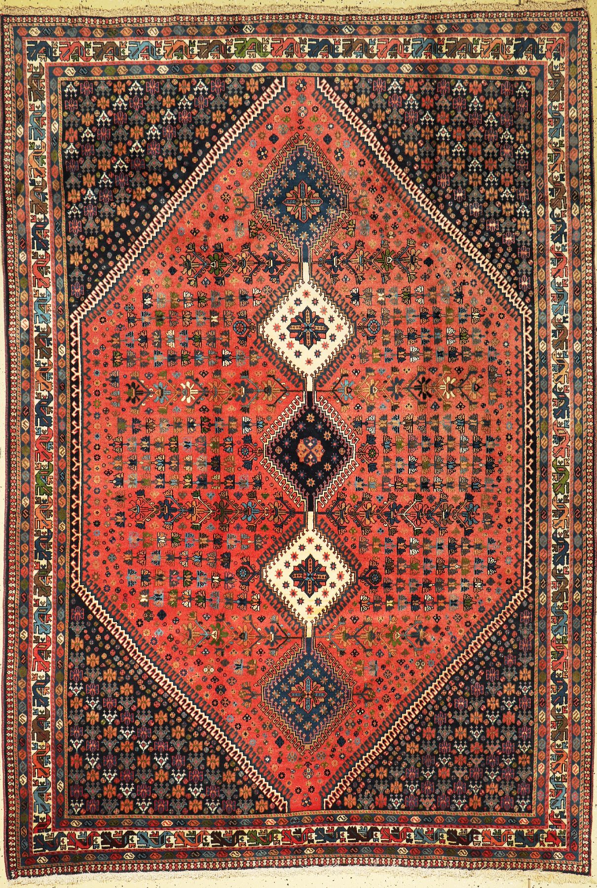 Yalameh, Persien, ca. 50 Jahre, Wolle auf Wolle, ca. 294 x 204 cm, leicht verblasst, EHZ: 2