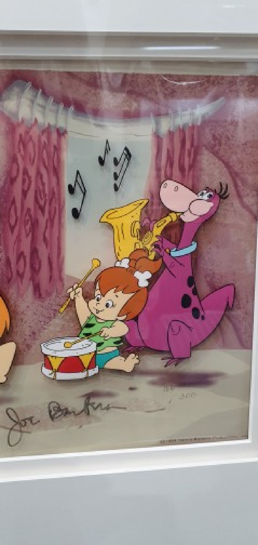 Detail d: Hanna Bill, Joe Barbera, Original Filmcell aus dem Comic Film "Fred Feuerstein", handbemalte transparente Folie aus den ...