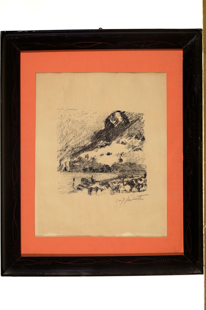 Detail k: Lovis Corinth, 1858 Tapiau - 1925 Zandvoort,2 Lithografien, a. wl Landschaft am Walchensee, re. unten signiert, Papier gebräunt, l. wasserfleckig ...