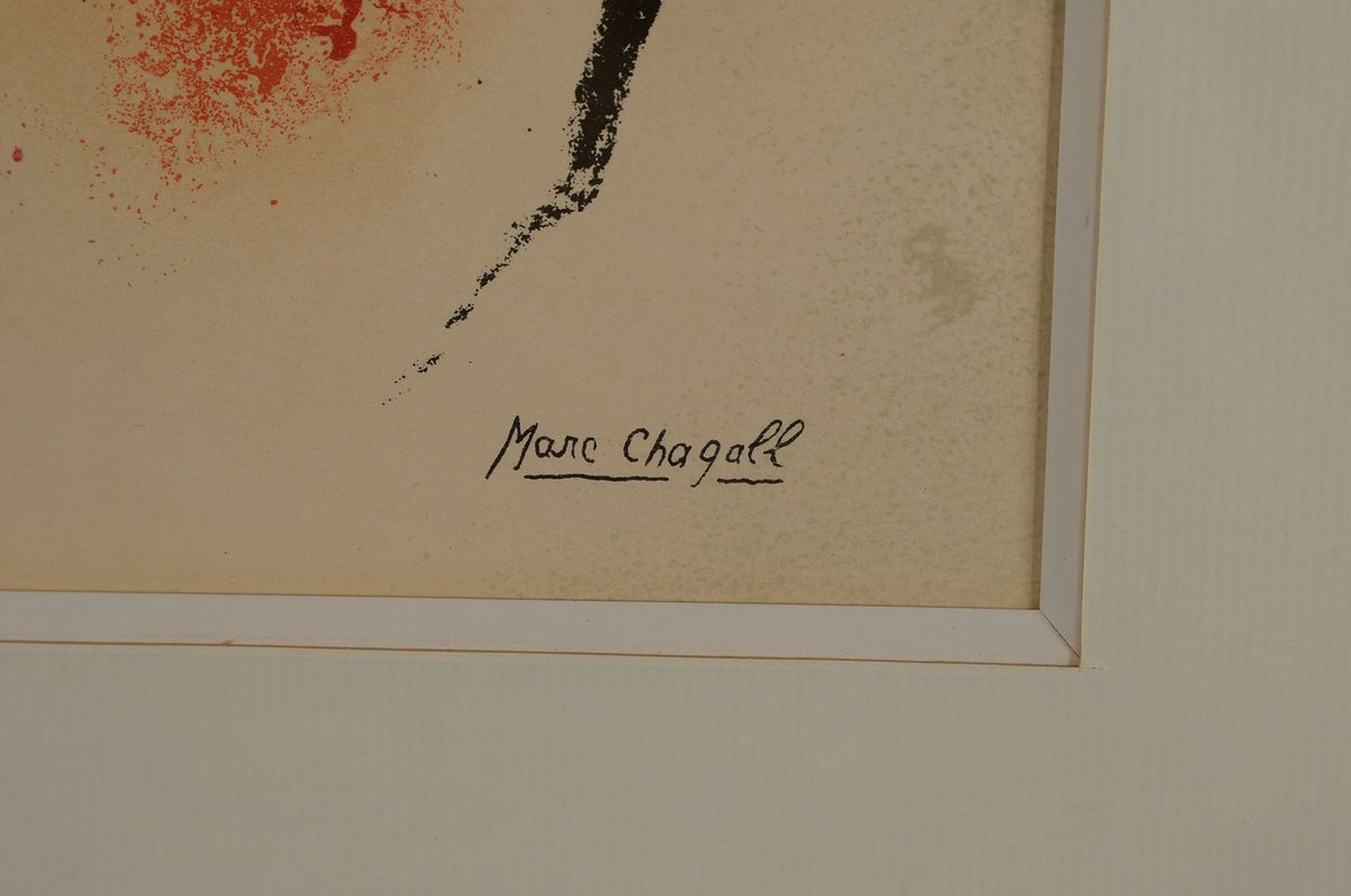 Detail a: Marc Chagall, 1887-1985, Farblithographie, im Druck signiert, ca. 18x27cm, PP, u.Gl., R. ca. 33x42cm, Glückwunschkarte für Aimé Maeght von 1960 ...