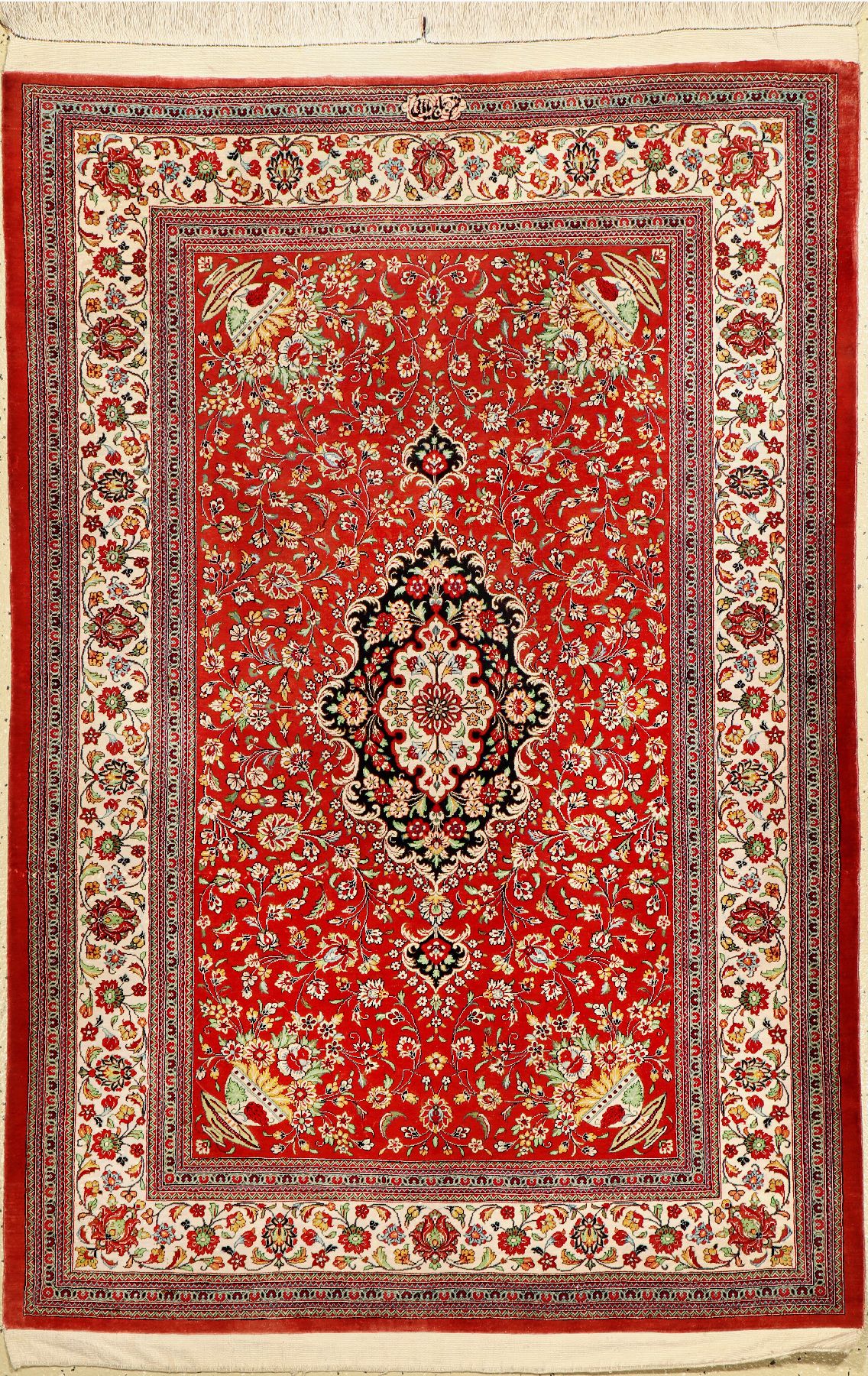 Ghom Seide fein Persien, Signiert(Hajbabai), ca. 60 Jahre, reine Naturseide, ca. 148 x 102 cm, ca. 1,0 Mio. Kn/qm, EHZ: 2