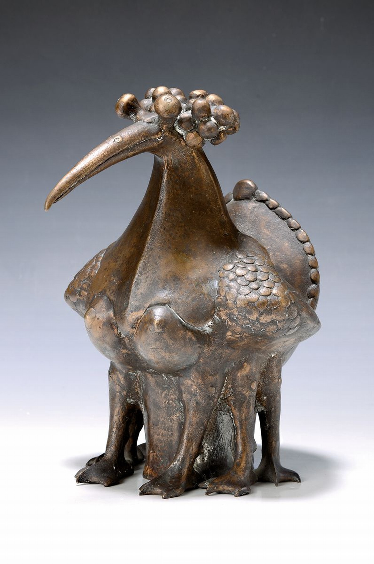 Gernot Rumpf, geb. 1941 Kaiserslautern, Elwedritsche, Bronzeskulptur, monogr. und signiert, H. ca. 30cm, L. ca. 26cm, B. ca. 20cm, dazu ein Buch : ...