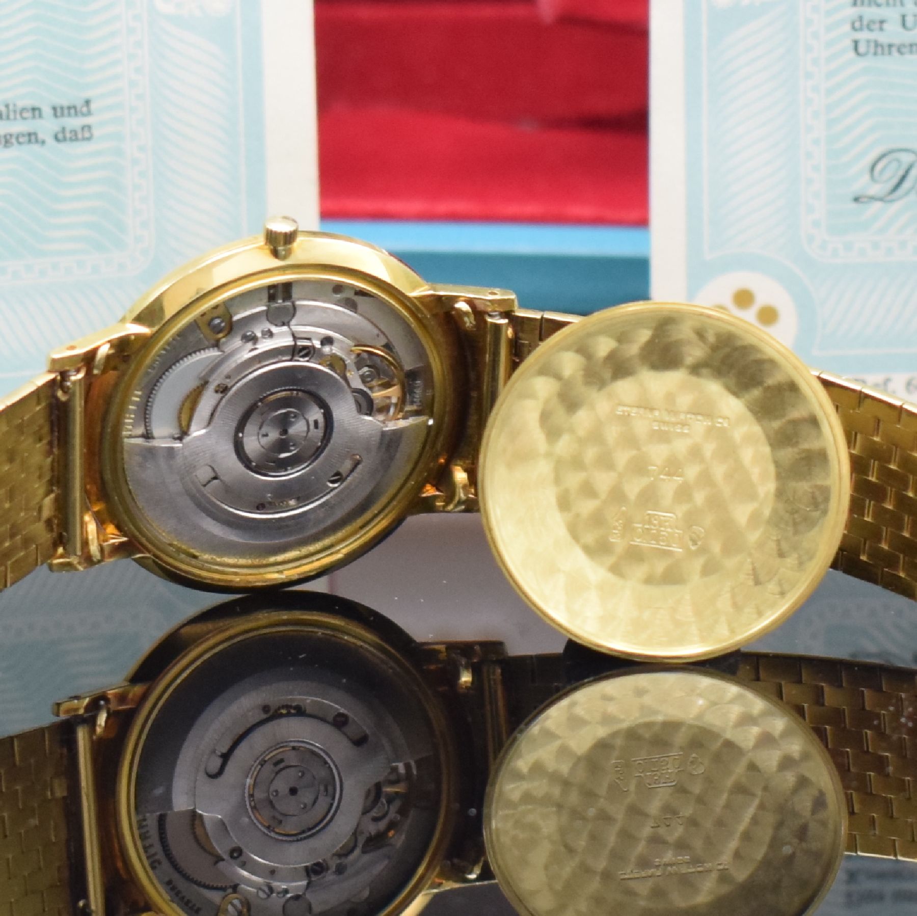 Detail i: ETERNA-MATIC 3000 nahezu neuwertige Herrenarmbanduhr in GG 750/000 mit Box & Papier Referenz 744, Schweiz um 1965, Automatik, flaches Geh., Boden & ...