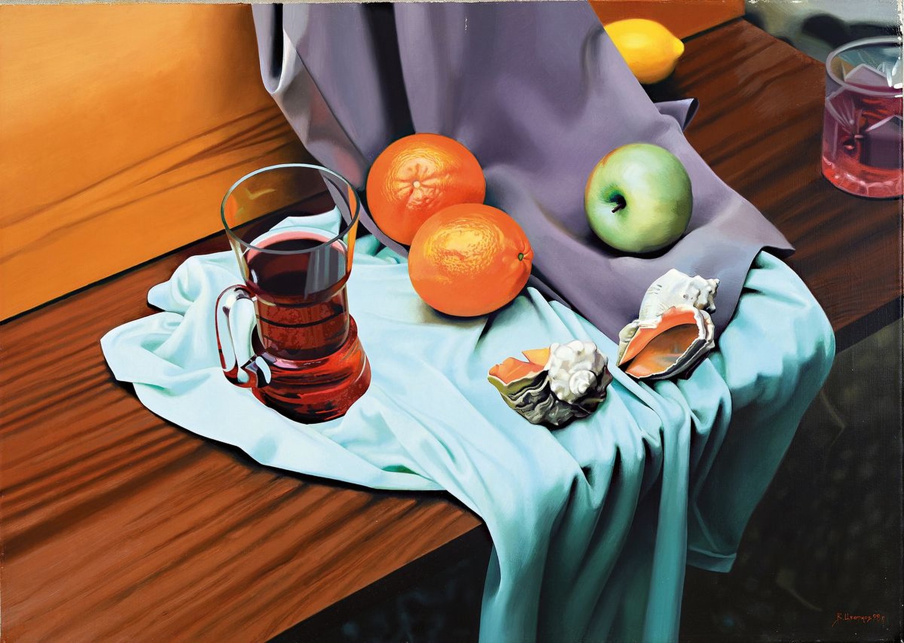Valeri Tsvetkov, geb. 1963 Kyustendil/Bulgarien, Ausbildung an der Nationalen Kunstakademie Sofia, hyperrealistische Tendenz, Stillleben mit ...