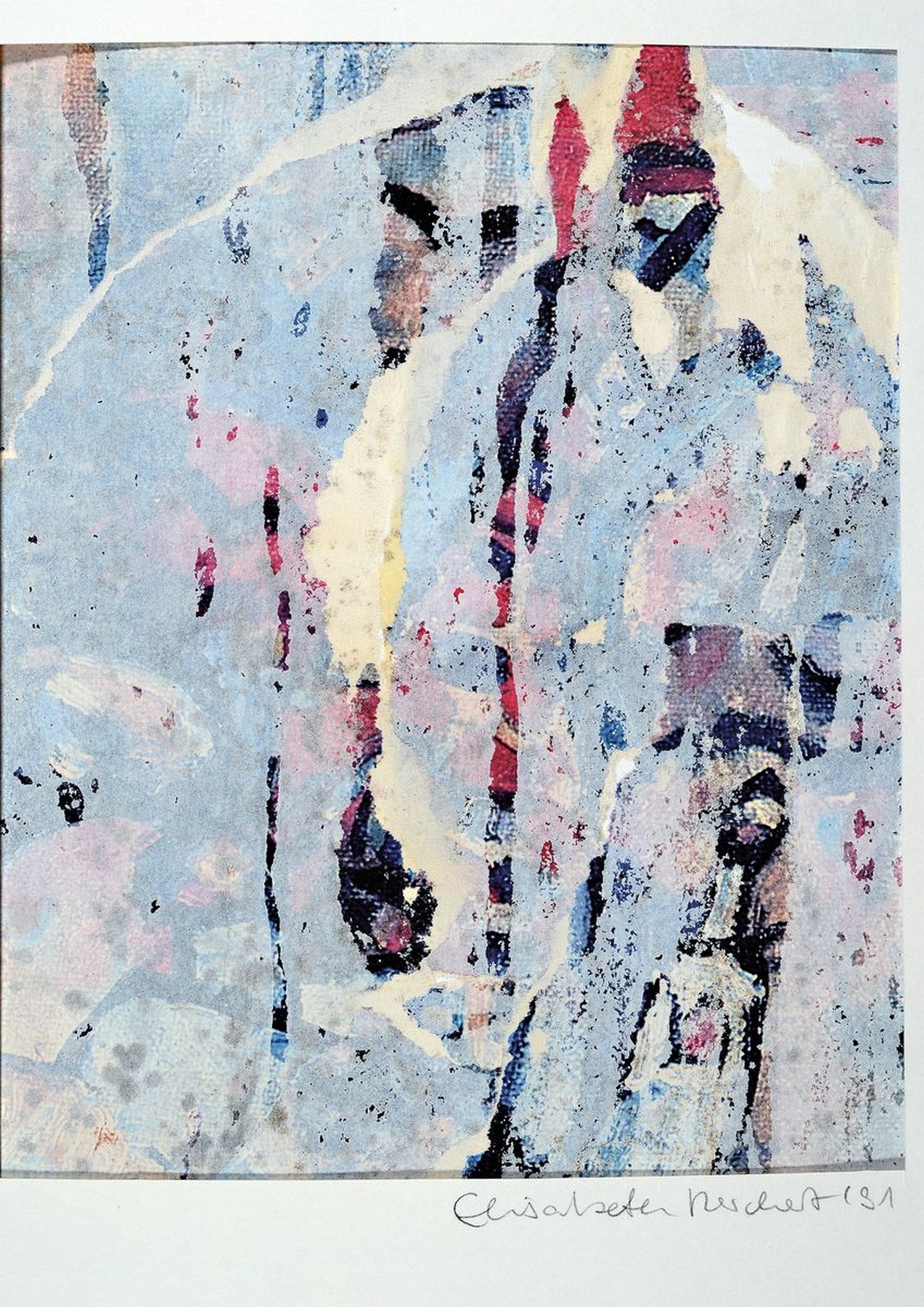 Detail c: Elisabeth Reichert, 1940-2012, Konvolut aus 4 abstr. Collagen, je sign., dat., unter PP, gesamt ca. 42x35 cm