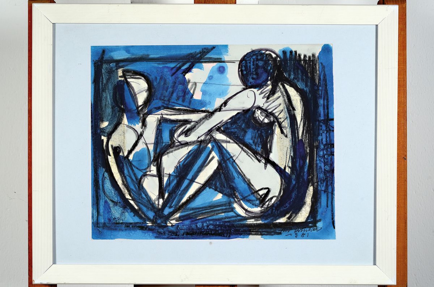 Detail k: Otto Ditscher, 1904 Neuhofen - 1987 ebenda, Paar Frauenakte, Komposition in blau, Aquarell/Bleistift auf Papier, rechts unten signiert u. datiert ...