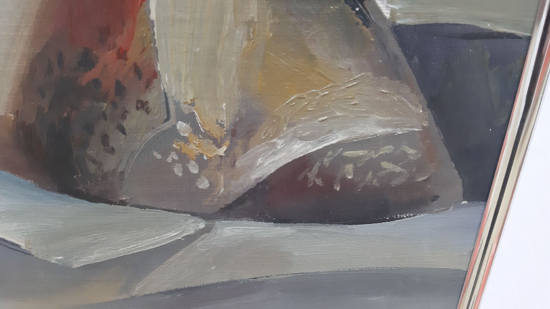 Detail c: Unbekannter bulgarischer Künstler des 20.Jh. , kubistisch-futuristische Komposition im Stile Georges Braques, Darstellung eines Künstlerateliers, ...