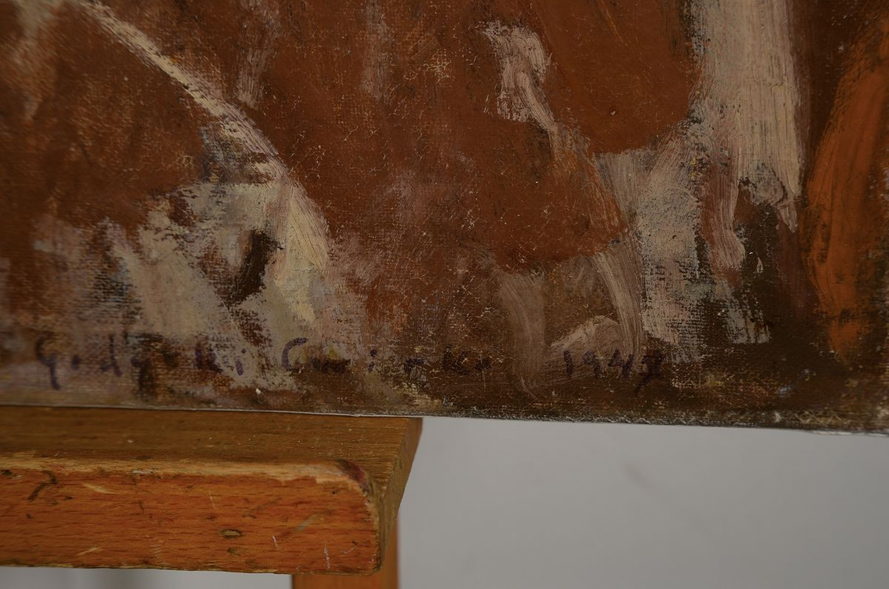 Detail a: Godycki Cwirko, 1908 - 1988, polnischer Künstler, impressives Interieur-Stillleben, Öl/Lwd, rechts unten signiert u. datiert 1947, Alterssp., ca. ...