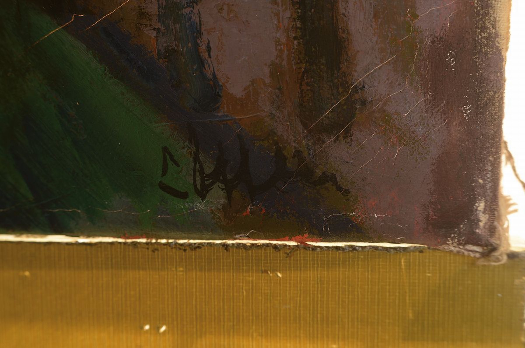 Detail l: Paul Löffler, 1938-1995 Mannheim, Dorfstraße, Öl/Lwd, rechts unten signiert, ca. 48x75cm, R. ca. 54x81cm
