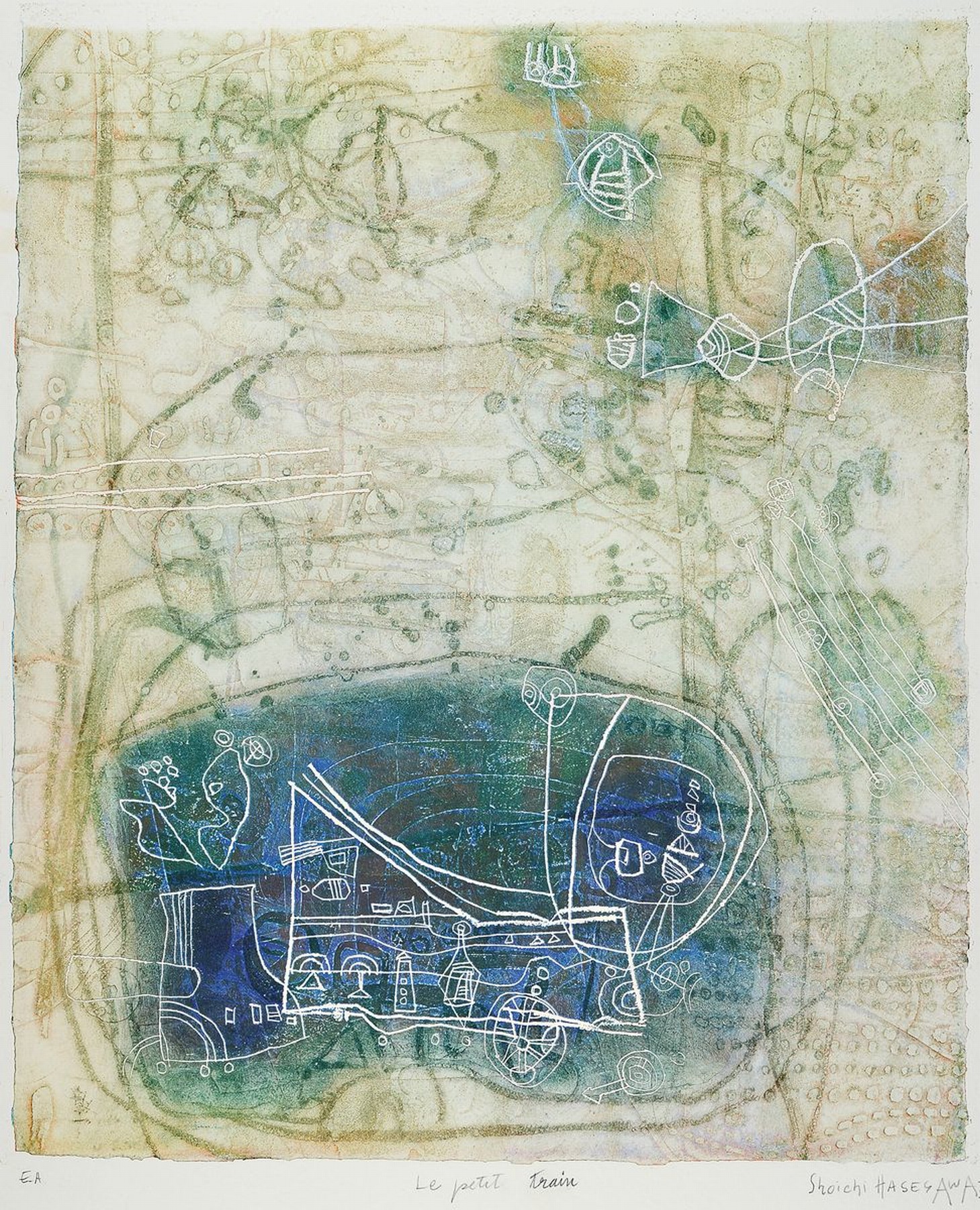 Shoichi Hasegawa, geb. 1929, "Le petit train", Farbradierung, num. e.a., rechts unten sign., ca. 76x57 cm