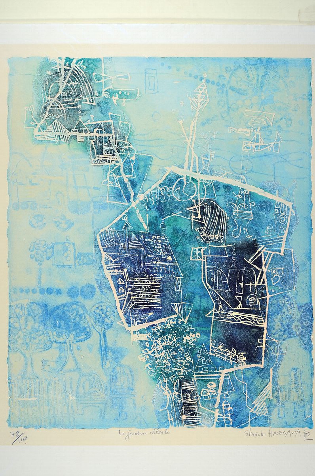 Detail k: Shoichi Hasegawa, geb. 1929, "Le jardian celeste", rechts unten sign., num. 78/100, ca. 76x57 cm