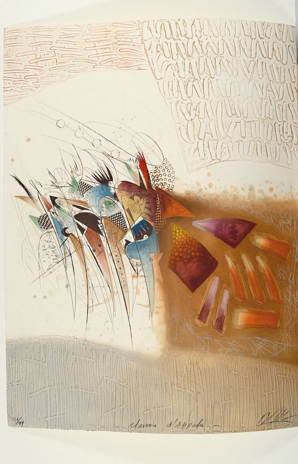 Georges Dussau, geb. 1947, Farbradierung, re. unten sign., num. 26/99, ca. 64x49 cm