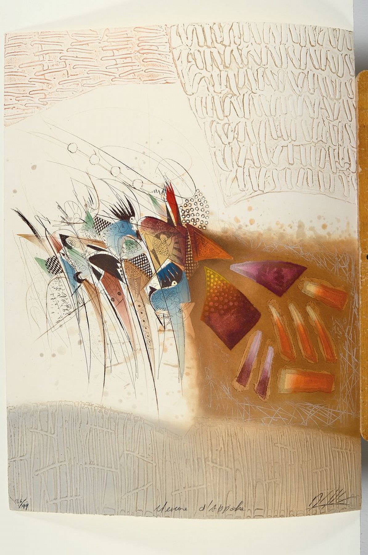 Detail k: Georges Dussau, geb. 1947, Farbradierung, re. unten sign., num. 26/99, ca. 64x49 cm