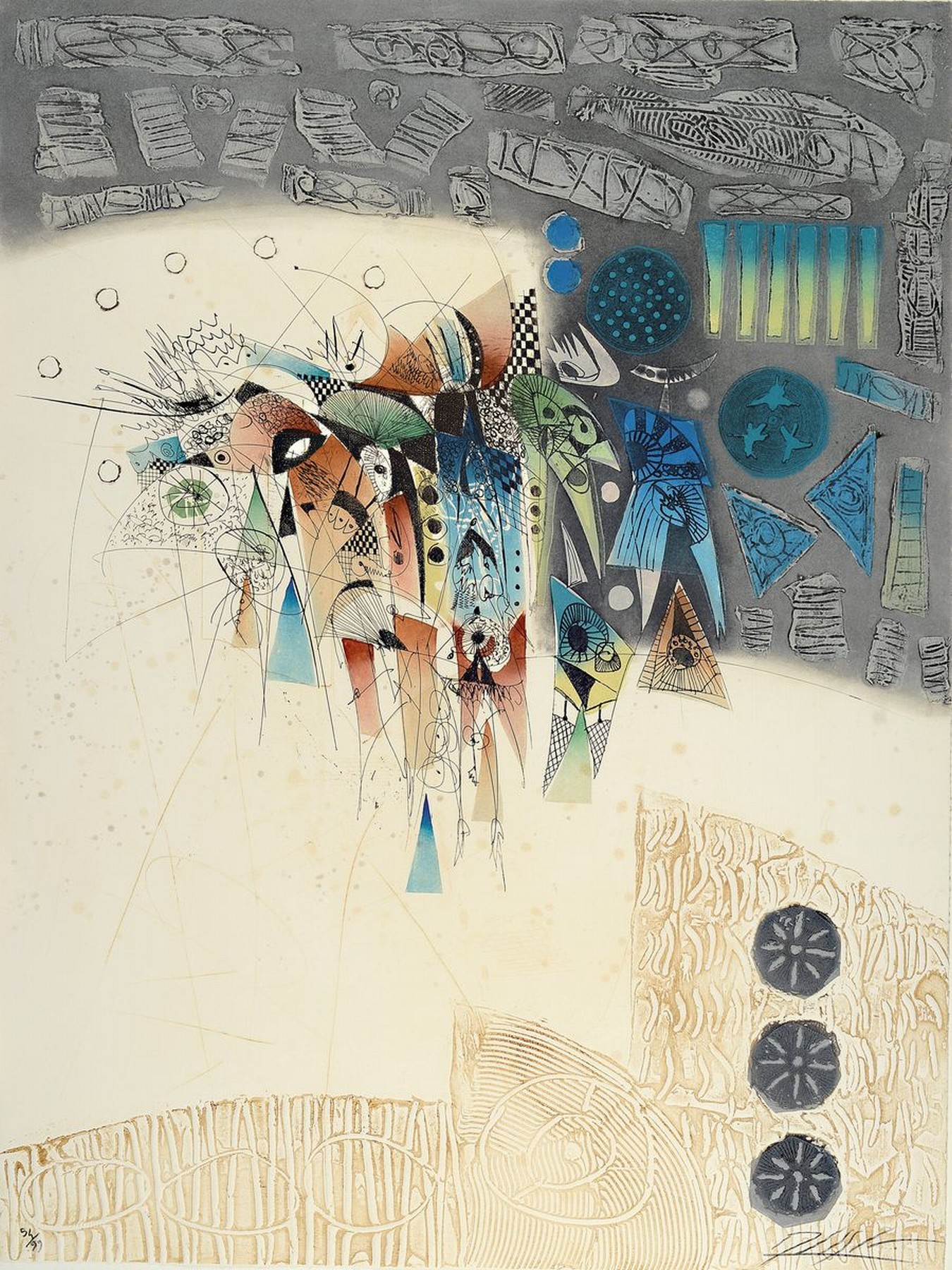 Georges Dussau, geb. 1947, Farbradierung, rechts unten sign., num. 54/99, ca. 75x56 cm
