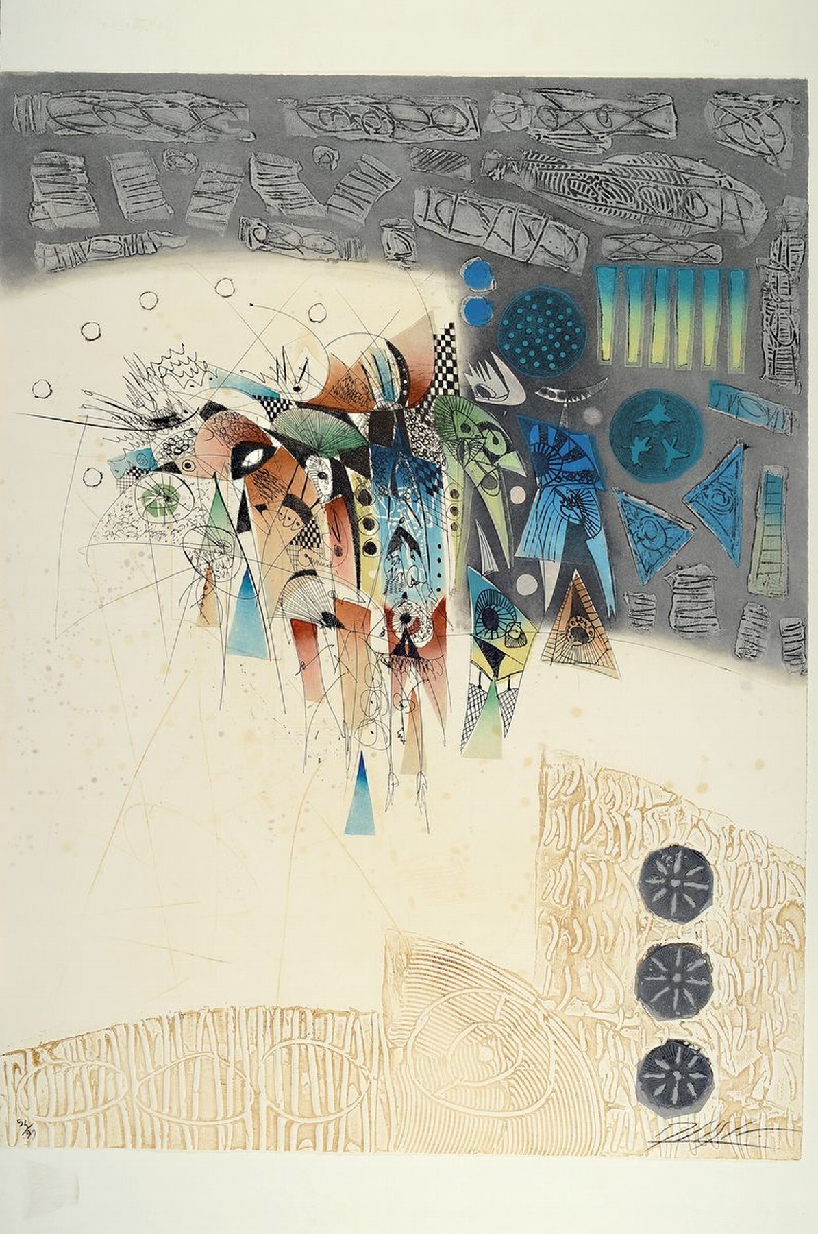 Detail k: Georges Dussau, geb. 1947, Farbradierung, rechts unten sign., num. 54/99, ca. 75x56 cm