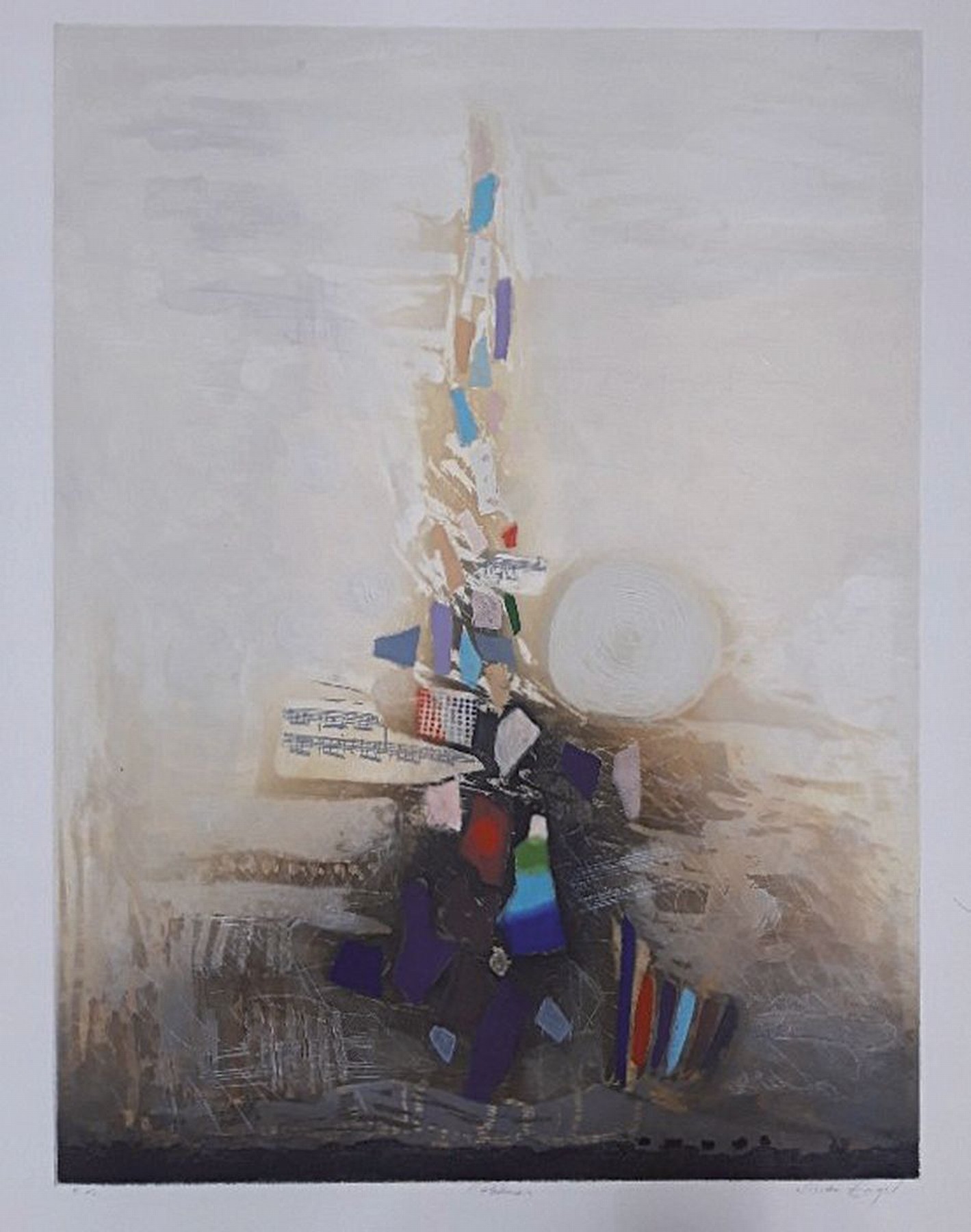 Nissan Engel, geb. 1931, "Poemes", Farbradierung, sign., num. e.a., Platte ca. 79x60 cm, gesamt ca. 98x75 cm