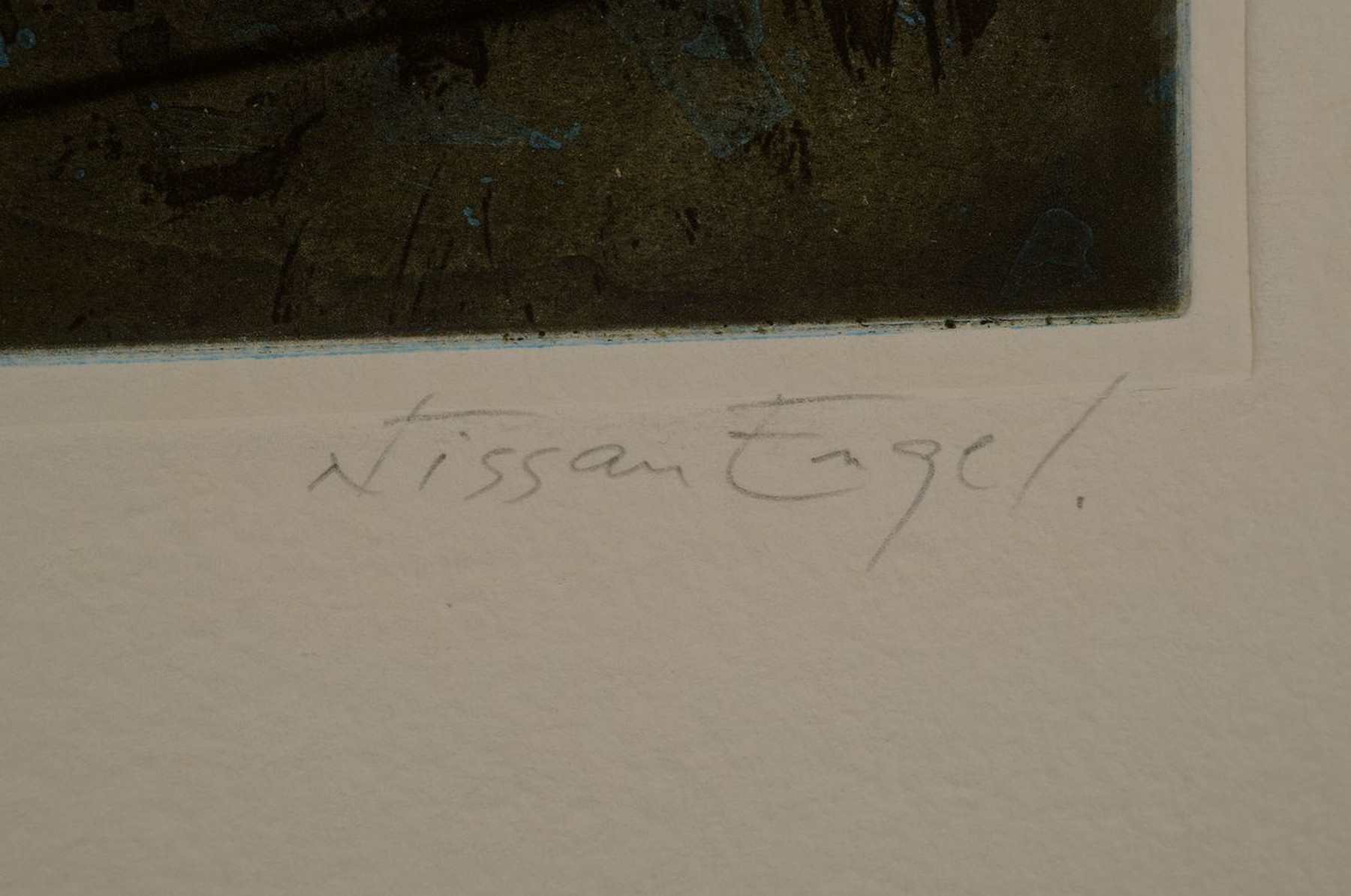 Detail a: Nissan Engel, geb. 1931, "Duetto", Farbradierung, sign., num. e.a., Platte ca. 64,5x50 cm, gesamt ca. 86x65 cm, Stockflecken