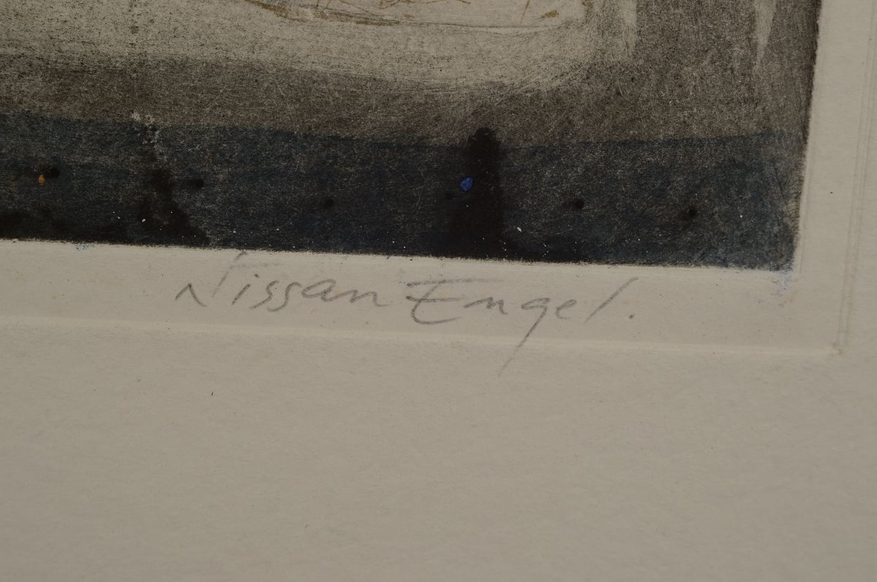 Detail a: Nissan Engel, geb. 1931, "Baroque", Farbradierung, sign., num. e.a., Platte ca. 65x50 cm, gesamt ca. 85x65 cm, Stockflecken
