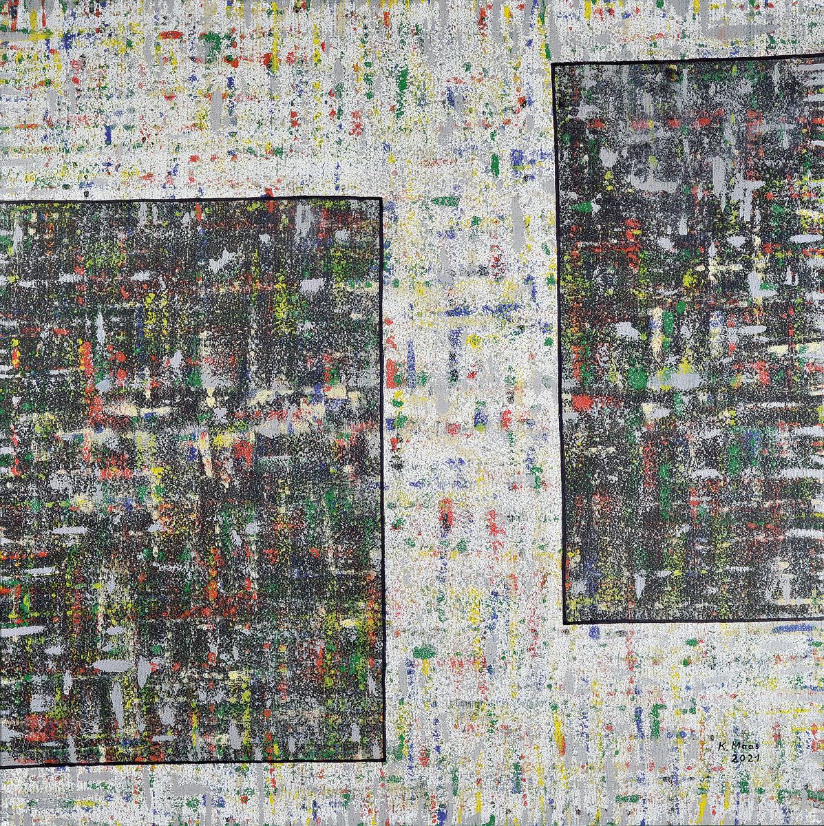 Karin Maas, geb. 1952, Messen und Ausstellungen im In-und Ausland, "Seitengleich", Acryl/Leinwand, rechts unten sign., dat. R., gesamt ca. ...