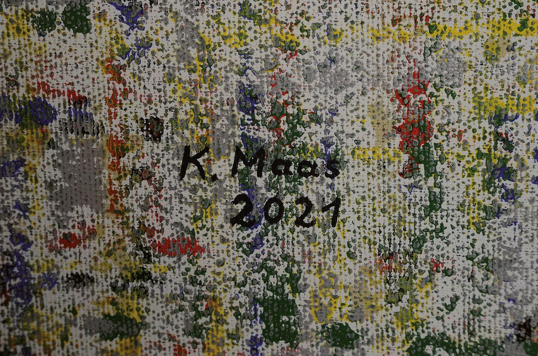 Detail a: Karin Maas, geb. 1952, Messen und Ausstellungen im In-und Ausland, "Seitengleich", Acryl/Leinwand, rechts unten sign., dat. R., gesamt ca. ...