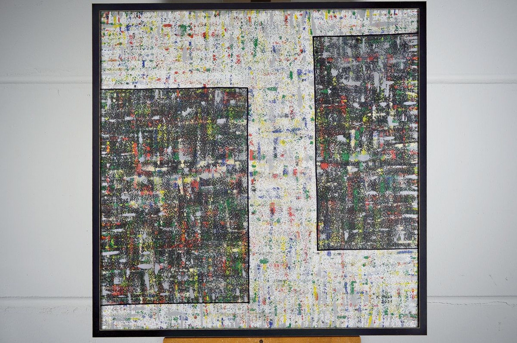 Detail k: Karin Maas, geb. 1952, Messen und Ausstellungen im In-und Ausland, "Seitengleich", Acryl/Leinwand, rechts unten sign., dat. R., gesamt ca. ...