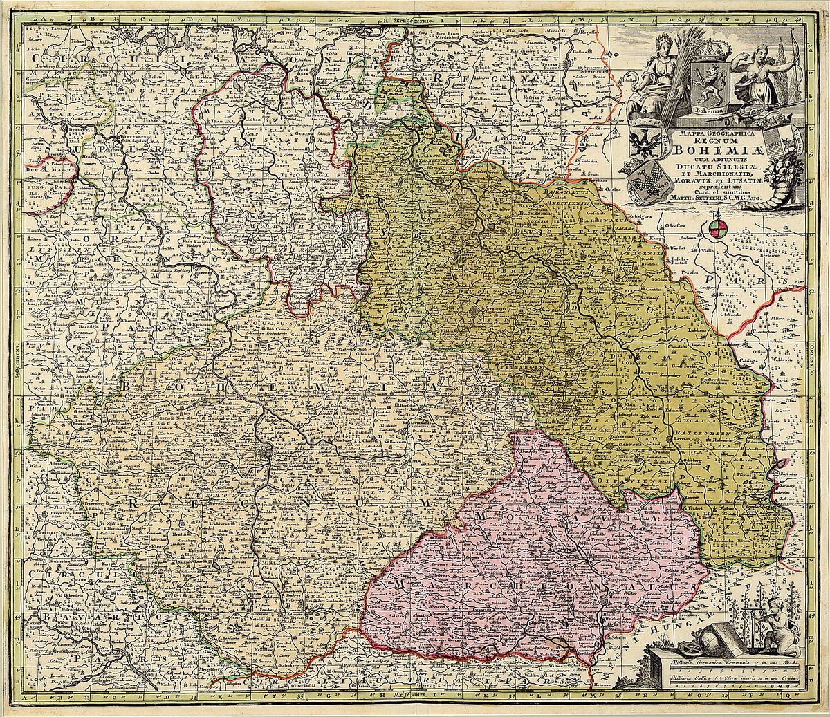 2 Kupferstichkarten aus dem 18. Jh., 1x Homanns Erben Nürnberg: Der Donauverlauf und Griechenland, teilkoloriert, Mittelbug, ca. 48x57cm, PP, u.Gl., ...