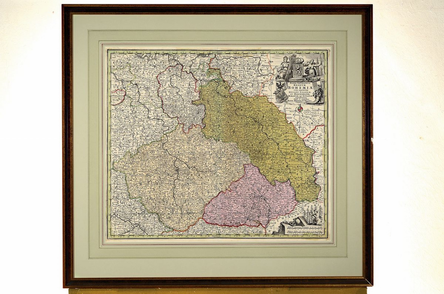 Detail k: 2 Kupferstichkarten aus dem 18. Jh., 1x Homanns Erben Nürnberg: Der Donauverlauf und Griechenland, teilkoloriert, Mittelbug, ca. 48x57cm, PP, u.Gl., ...