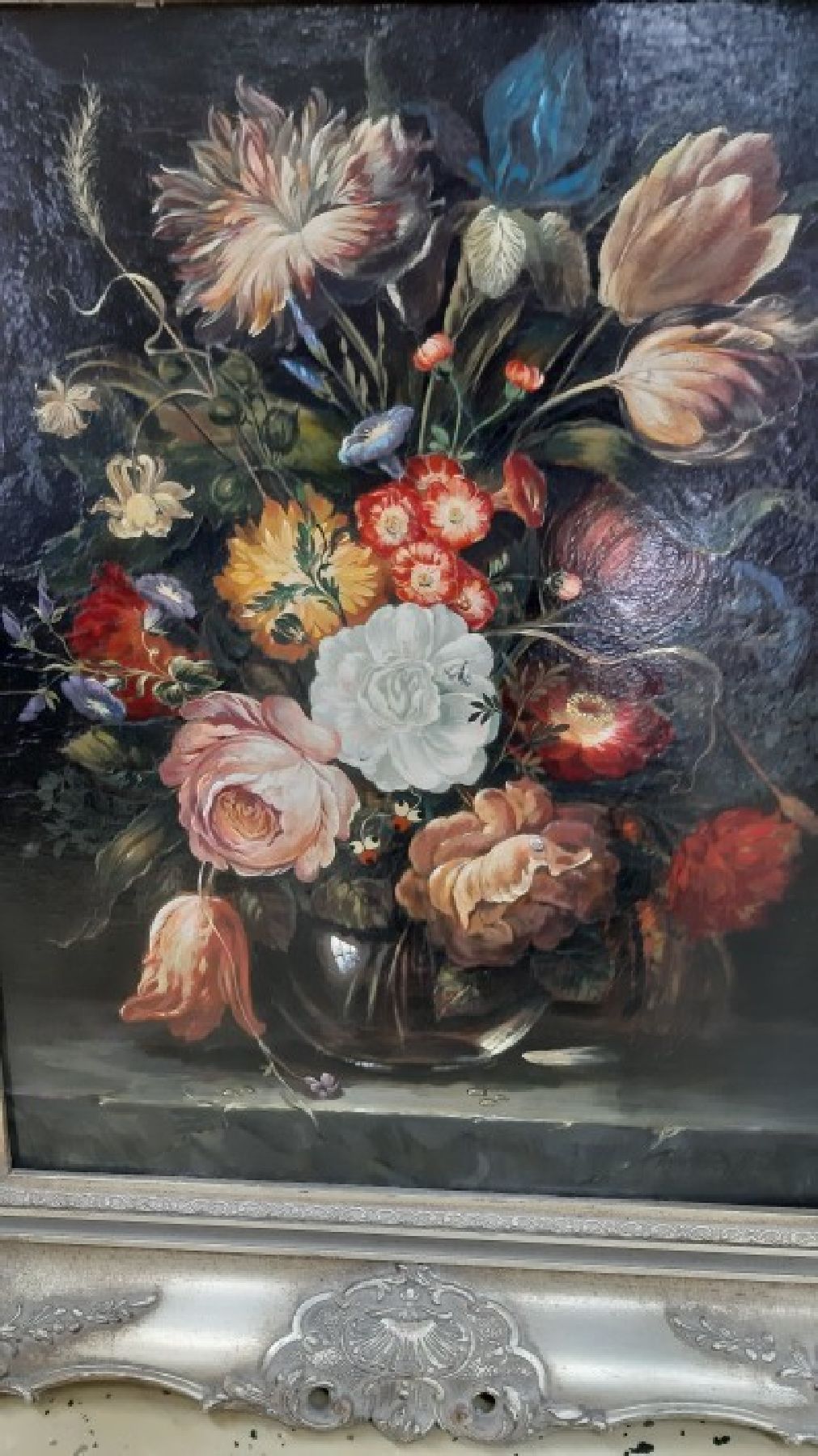 Detail c: Reinhard Michel, geb. 1920, Traditionalist, üppiges Blumenstillleben im Stil der alten flämischen Meister, Öl/Holz, rechts unten signiert, ca. ...