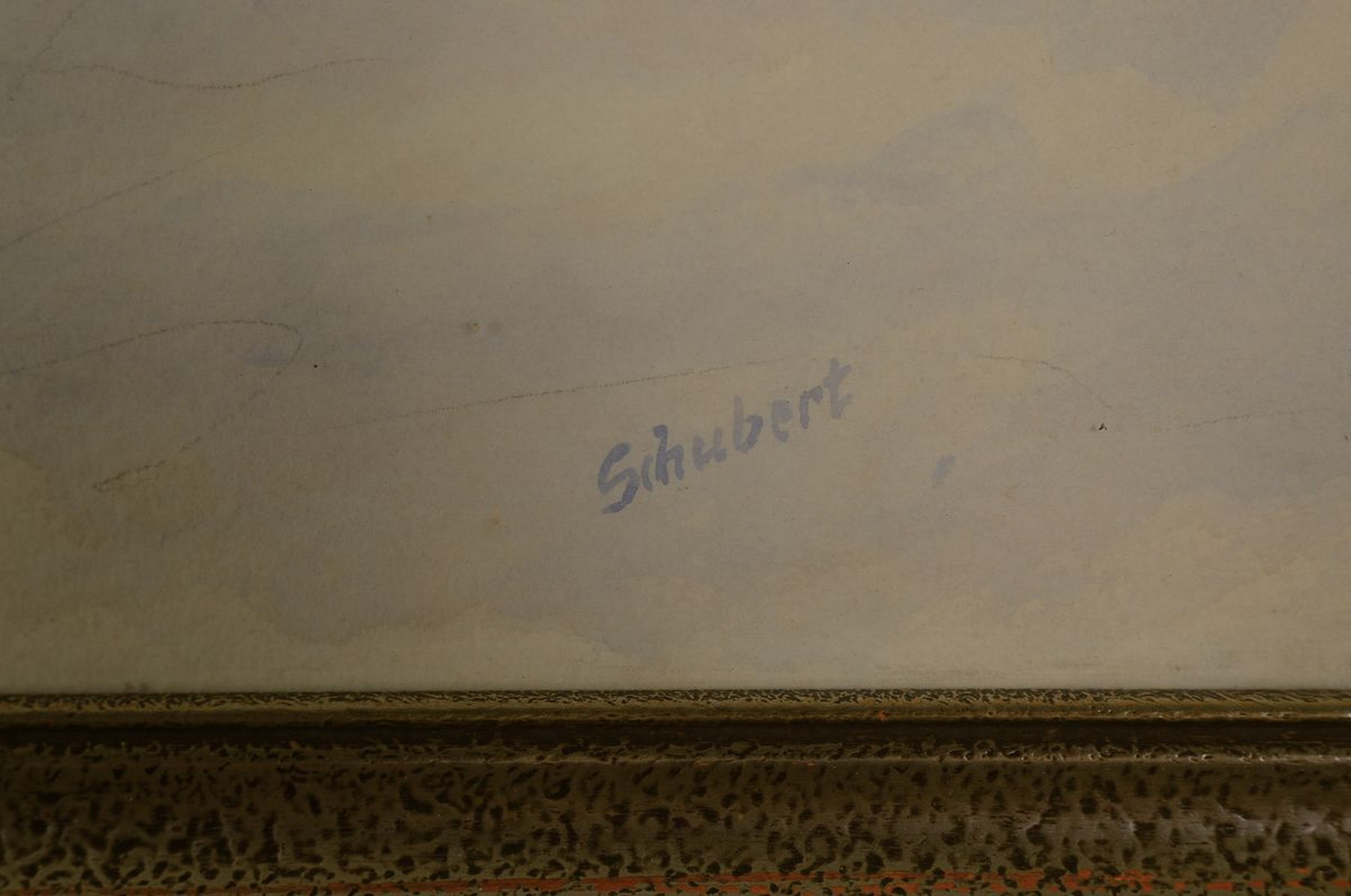 Detail a: Schubert, Maler der 1930er/1940er Jahre, Häuser im Schnee, Aquarell über Bleistift auf Papier, rechts unten signiert, ca. 46x 60cm, u.Gl., R. ca. ...