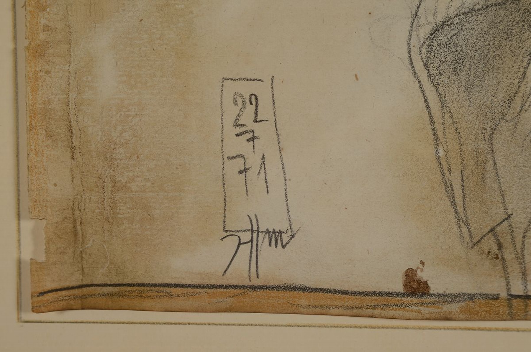 Detail a: Horst Janssen, 1929 - 1995, "Selbstporträt", Farbstift, Bleistift auf Papier, handsigniert "22 7 71", ca. 33 x 21 cm, unter ...