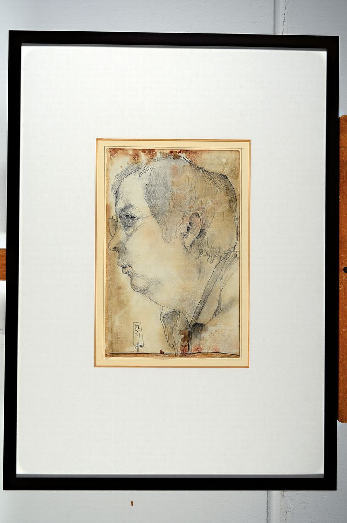 Detail k: Horst Janssen, 1929 - 1995, "Selbstporträt", Farbstift, Bleistift auf Papier, handsigniert "22 7 71", ca. 33 x 21 cm, unter ...