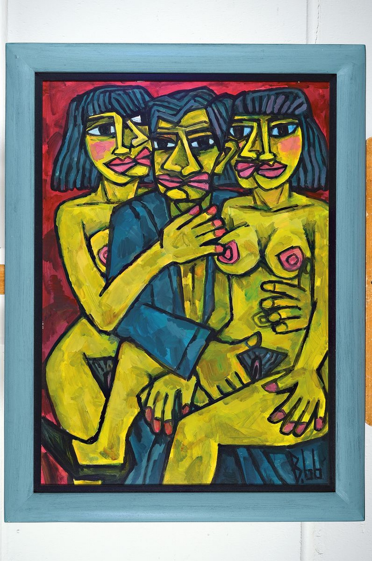 Detail k: Berutscha (Guarmi Hagemann), 1945 - 1913, erotisches Aktgemälde mit drei Personen, Öl/Malplatte, dieses erotische Aktgemälde des bekannten und ...