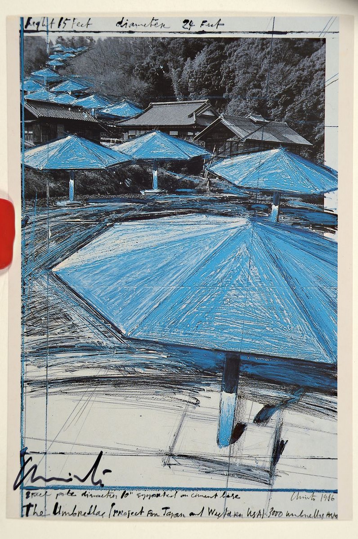 Christo, 1935 - 2020, Multiple/Autograph, Jeanne Claude und Christo handsignierte Kunstpostkarte an Gary Sandman, selten handgeschriebene Postkarte ...