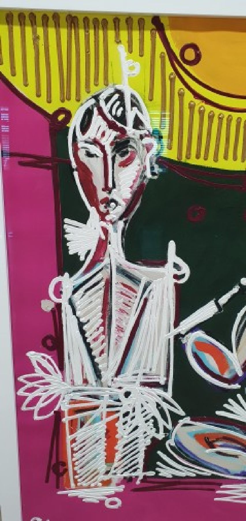 Detail b: Leon Löwentraut, geb. 1998 Kaiserslautern, "Good Health", Pigmentdruck mit Acrylfarbe von Hand übermalt, pastoser Farbauftrag, links ...