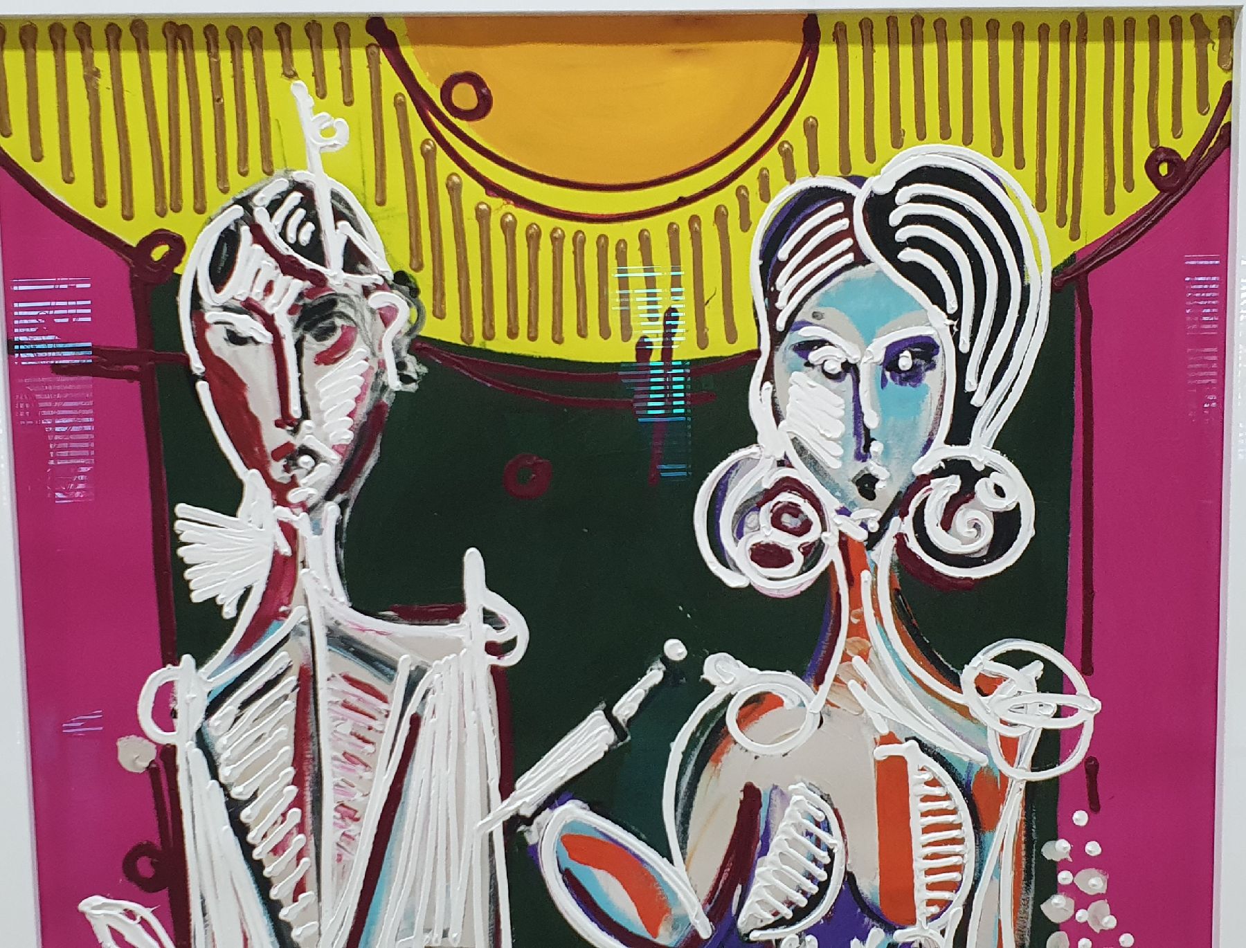 Detail f: Leon Löwentraut, geb. 1998 Kaiserslautern, "Good Health", Pigmentdruck mit Acrylfarbe von Hand übermalt, pastoser Farbauftrag, links ...