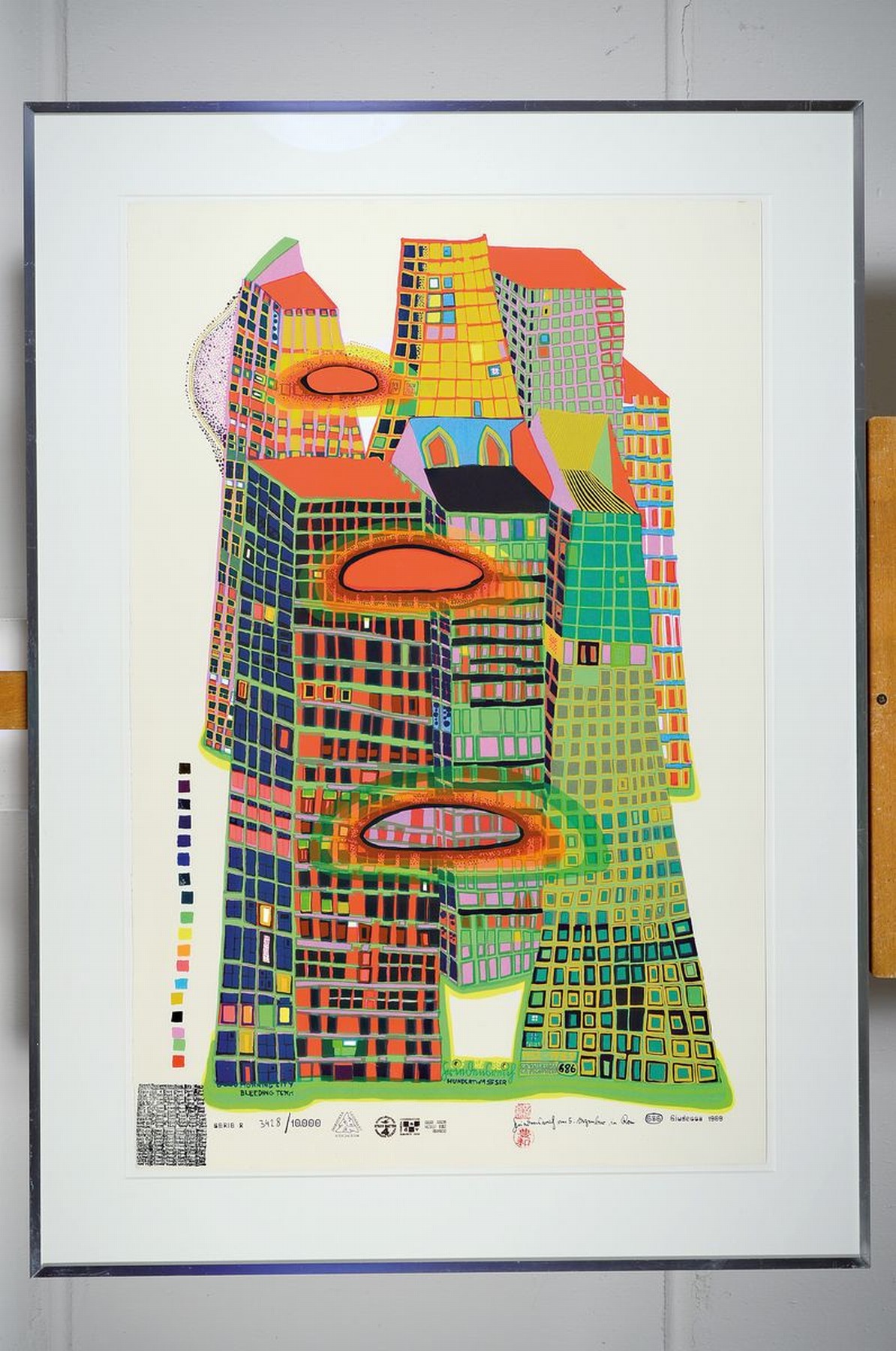 Detail k: Friedensreich Hundertwasser, 1928-2000, "Good Morning "Grafik der Serie R, sign., num. 3428/10000, WVZ: HWG 41, unter Glas, Motiv ca. 84x55 ...