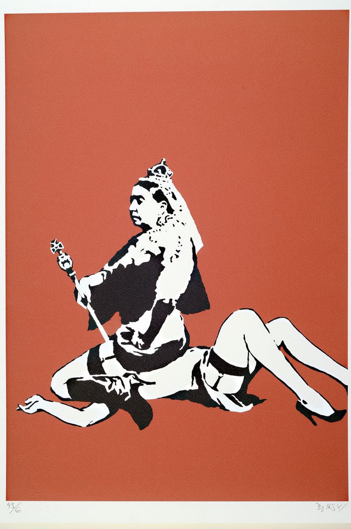 Detail k: Banksy, geb. 1974 Bristol, Lithografie, "Queen Victoria" sign., num. 43/60, Trockenstempel, ca. 50x35 cm