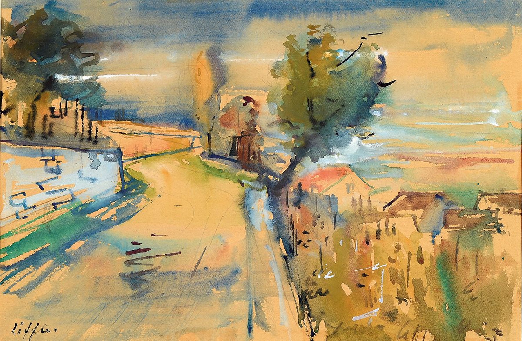 Detail a: Paul Löffler, 1938-1995 Mannheim, 3 Aquarelle: 1x Höhenweg, rückseitig bez.: in Haardt, links unten signiert, ca. 19x29 cm, PP, u.Gl., R. ca. ...
