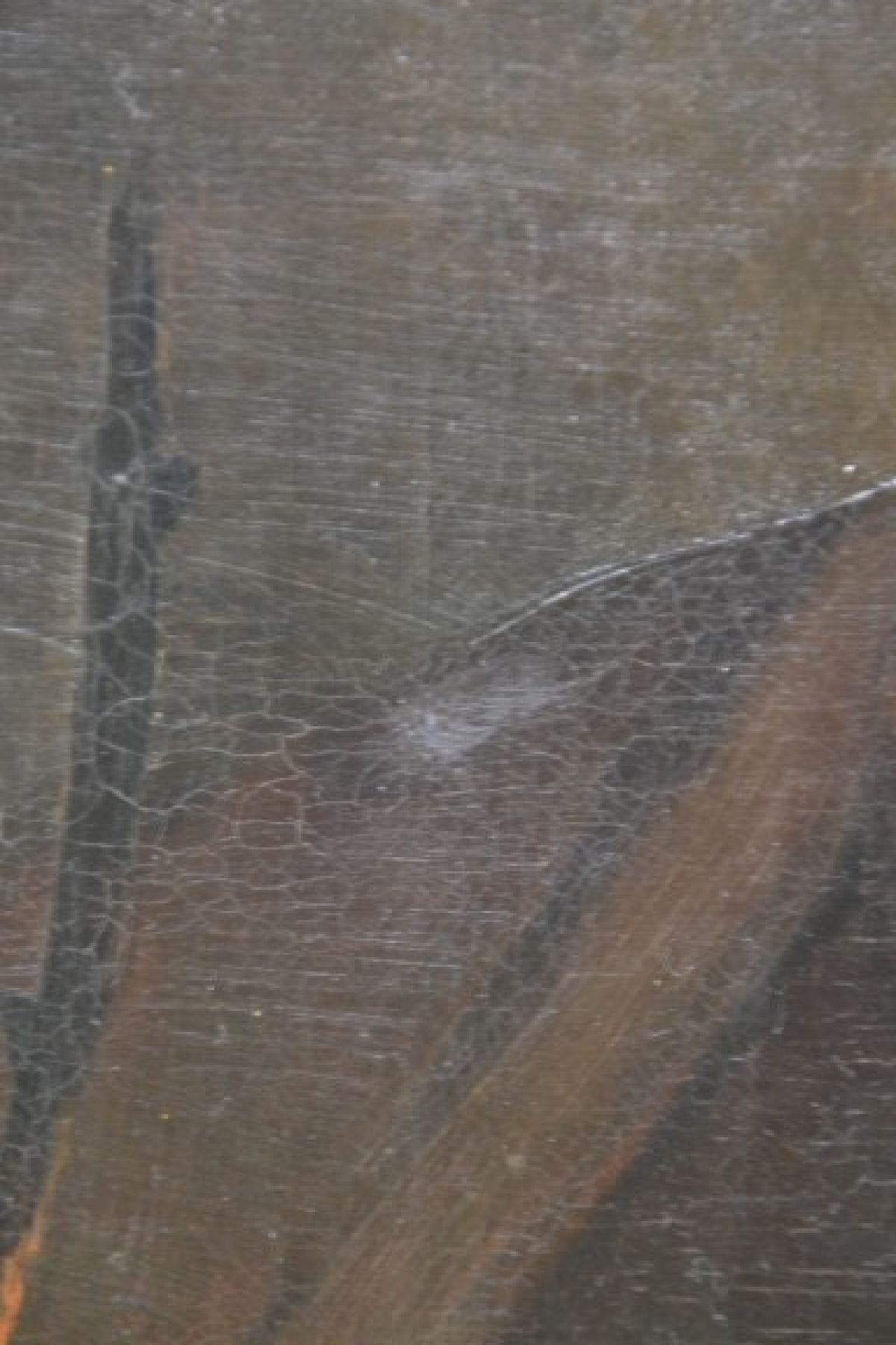 Detail g: Unbekannter Maler in der Tradition der Romantik, deutsch, um 1850/60, Ruinenlandschaft gibt den Blick auf ein Vollmond beschienenes Tal mit Dorf und ...