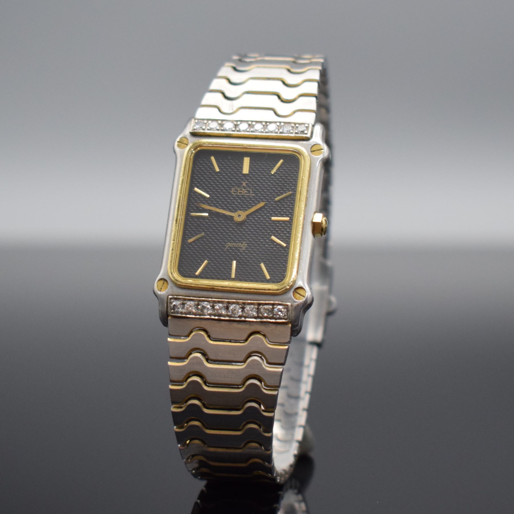 Detail b: EBEL Sport Classic Damenarmbanduhr mit Diamantbesatz, Schweiz um 1995, quarz, Ref. 181901, Edelstahl/Gold komb. inkl. orig. Gliederband, Boden 4-fach ...