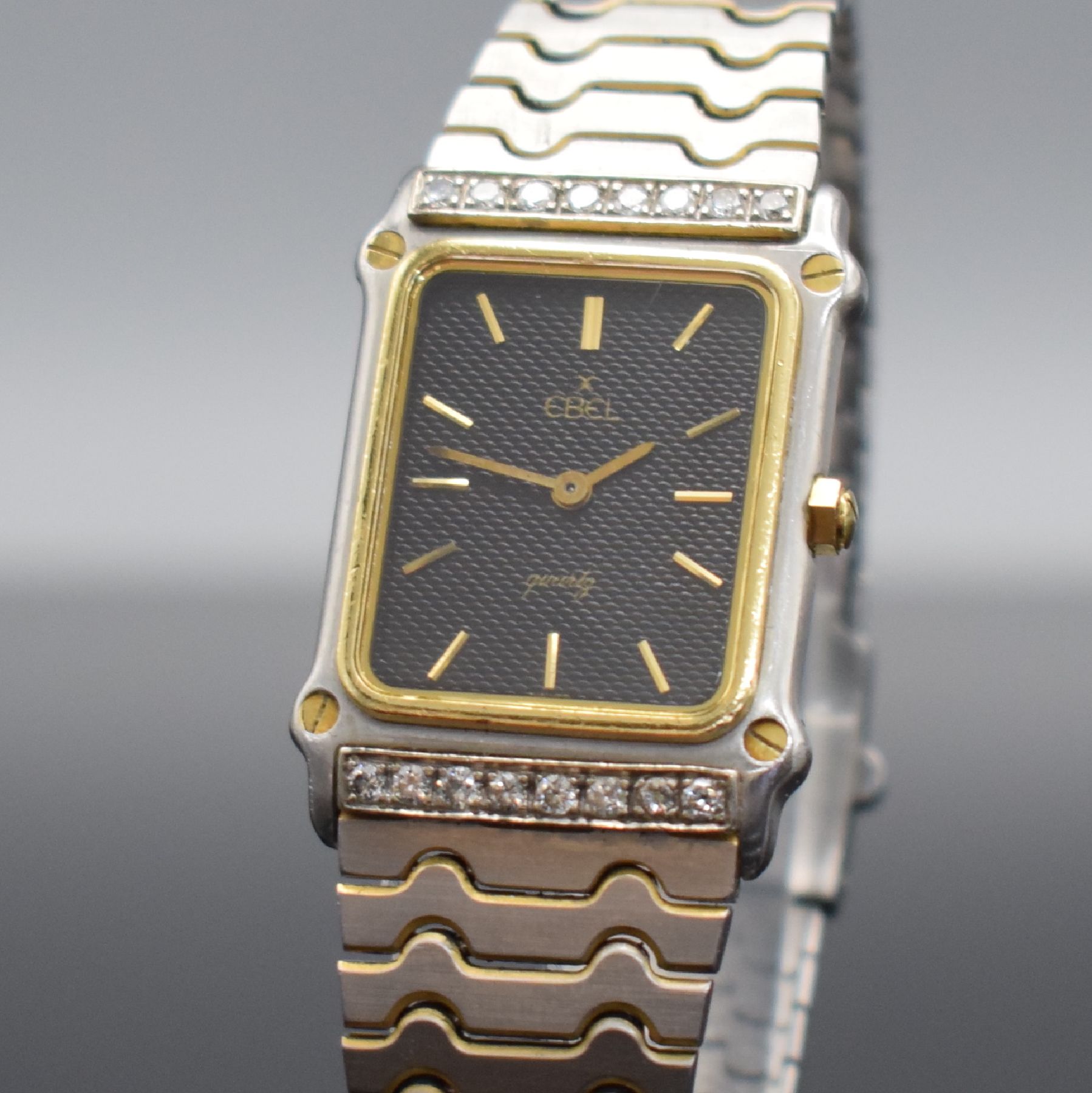 Detail c: EBEL Sport Classic Damenarmbanduhr mit Diamantbesatz, Schweiz um 1995, quarz, Ref. 181901, Edelstahl/Gold komb. inkl. orig. Gliederband, Boden 4-fach ...