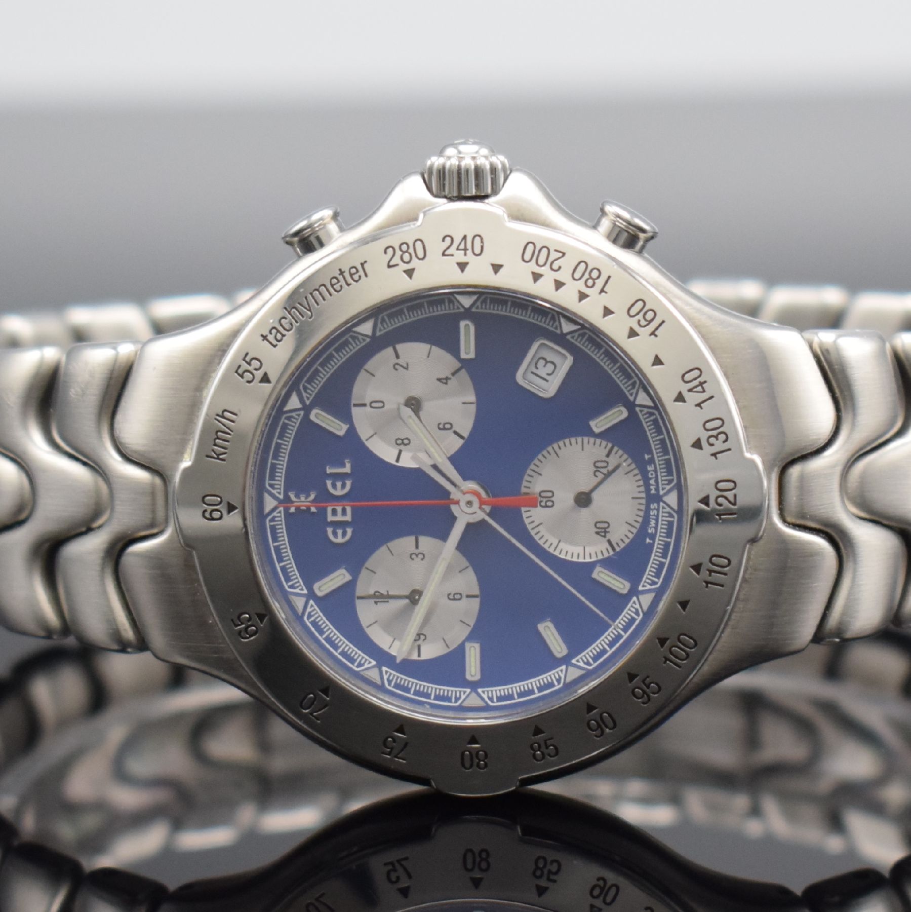 Detail a: EBEL Sportwave Herrenarmbanduhr m. Chronograph in Stahl, quarz, Ref. 9251641, Boden verschr., orig. Gliederband m. dopp. Faltschl., Lünette m. ...