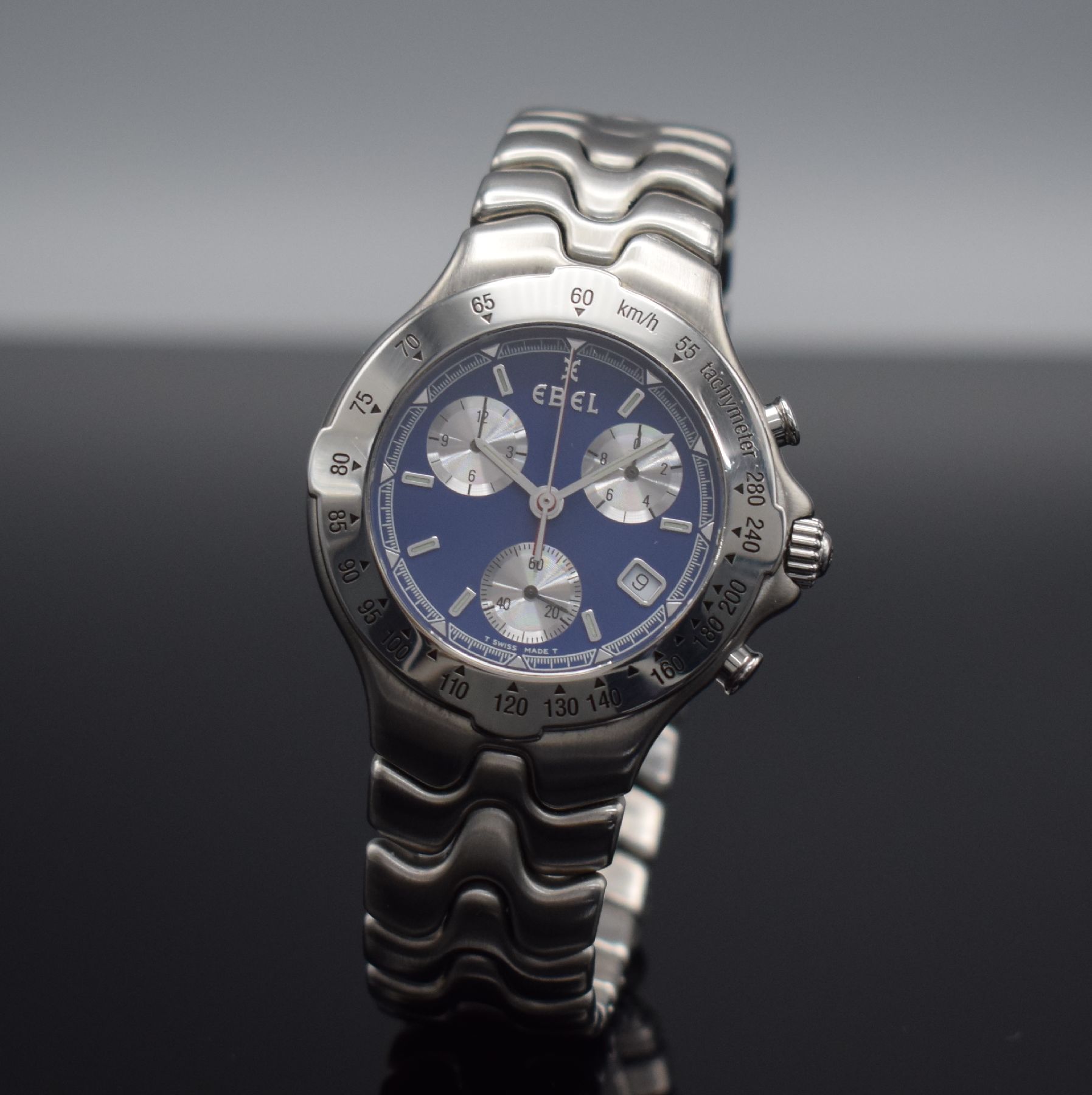 Detail b: EBEL Sportwave Herrenarmbanduhr m. Chronograph in Stahl, quarz, Ref. 9251641, Boden verschr., orig. Gliederband m. dopp. Faltschl., Lünette m. ...
