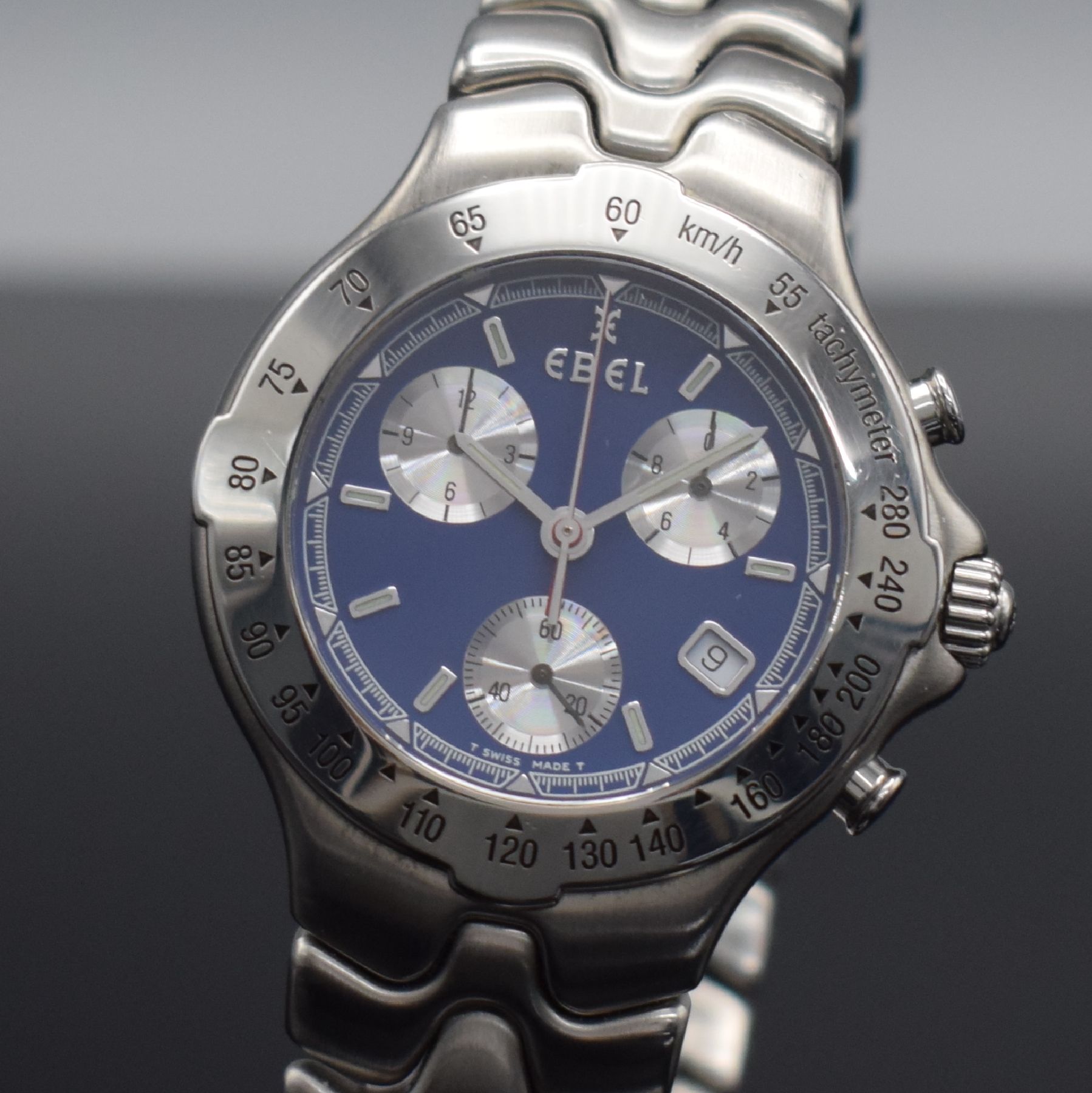 Detail c: EBEL Sportwave Herrenarmbanduhr m. Chronograph in Stahl, quarz, Ref. 9251641, Boden verschr., orig. Gliederband m. dopp. Faltschl., Lünette m. ...