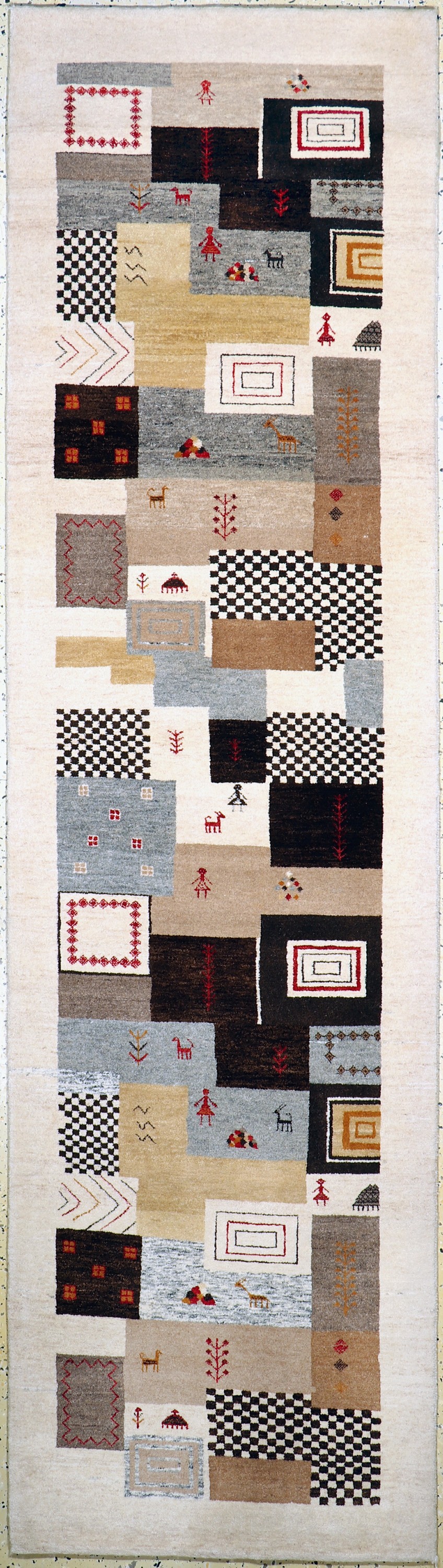 Gabbeh Loribaft fein, Persien, ca. 30 Jahre Korkwolle auf Wolle, ca. 300 x 83 cm, EHZ: 1-2