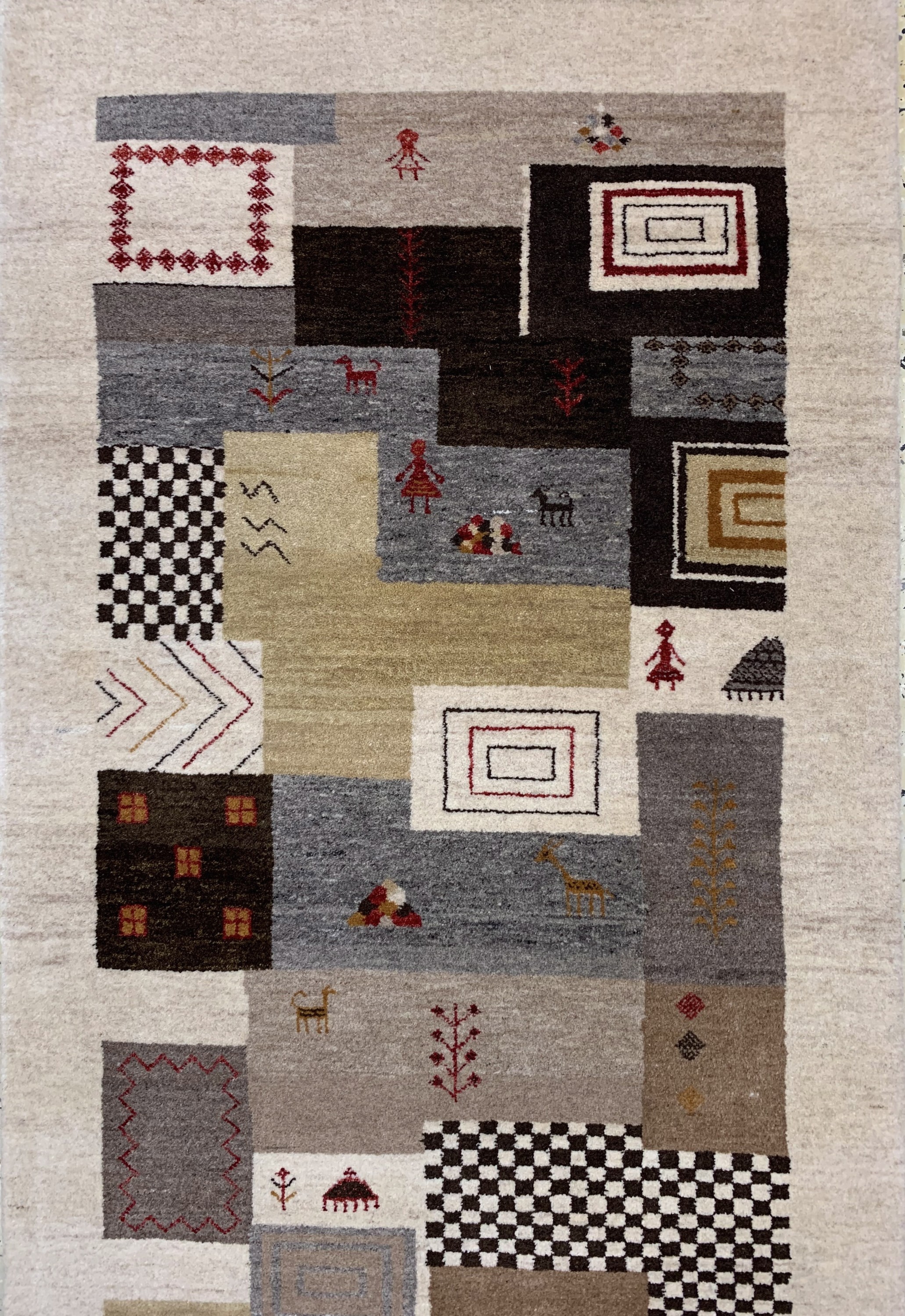 Detail a: Gabbeh Loribaft fein, Persien, ca. 30 Jahre Korkwolle auf Wolle, ca. 300 x 83 cm, EHZ: 1-2