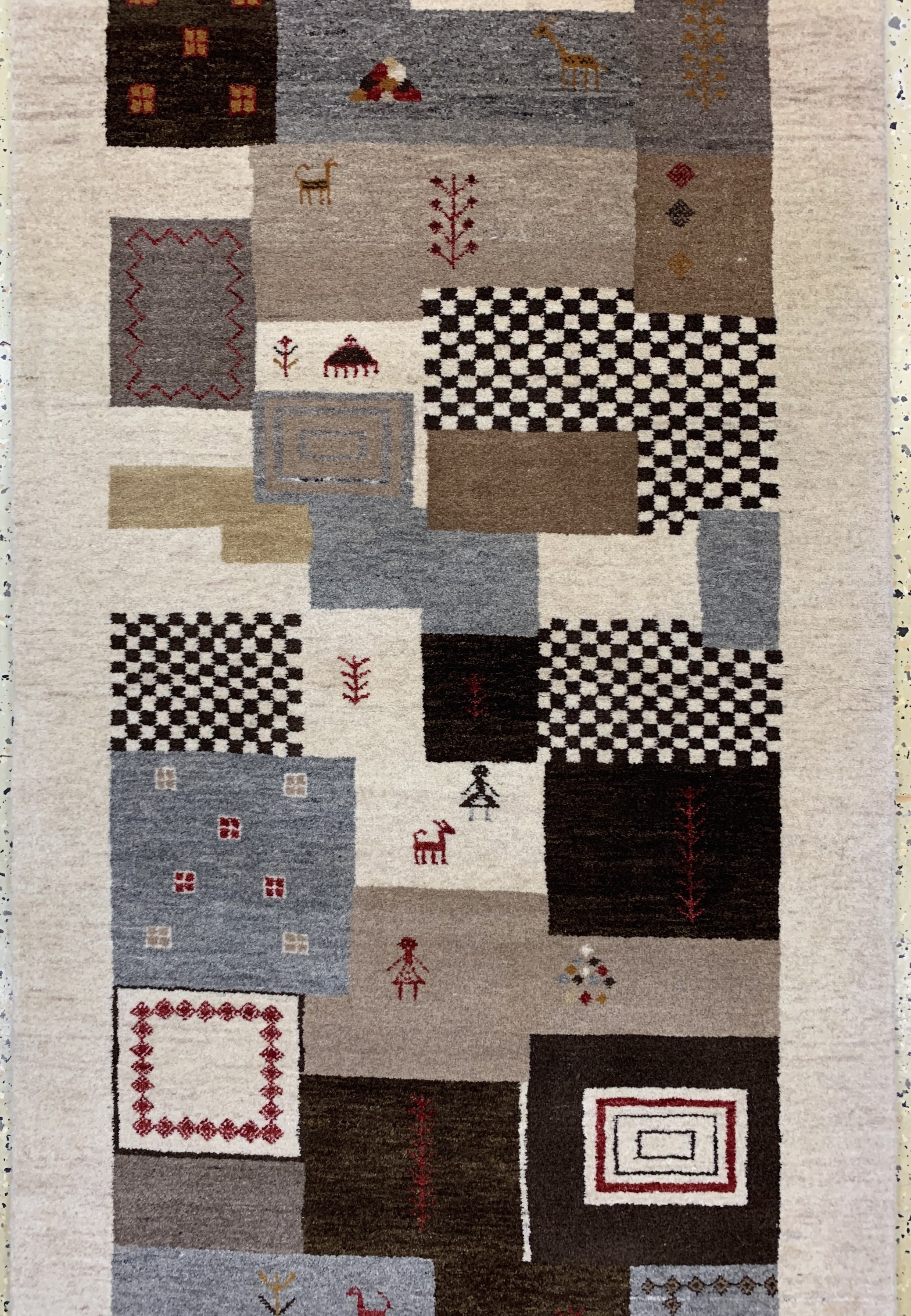 Detail b: Gabbeh Loribaft fein, Persien, ca. 30 Jahre Korkwolle auf Wolle, ca. 300 x 83 cm, EHZ: 1-2