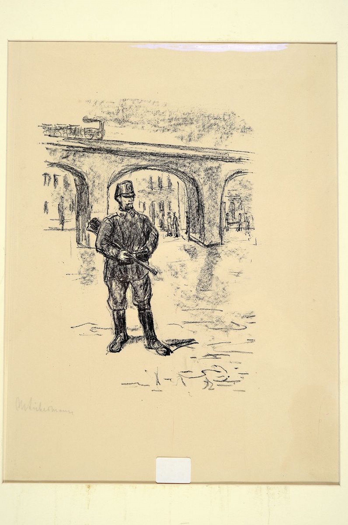 Detail k: Max Liebermann, 1847-1935 Berlin, 2 Grafiken: Profilporträt W. v. Bode, Radierung, Verlag Seemann, stockfleckig , ca. 23x18cm; Wache haltender ...