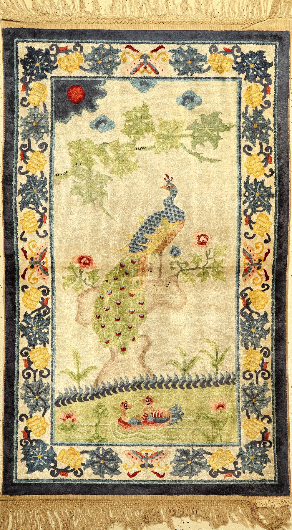 Seiden Peking, China, um 1950, reine Naturseide, ca. 150 x 93 cm, EHZ: 3